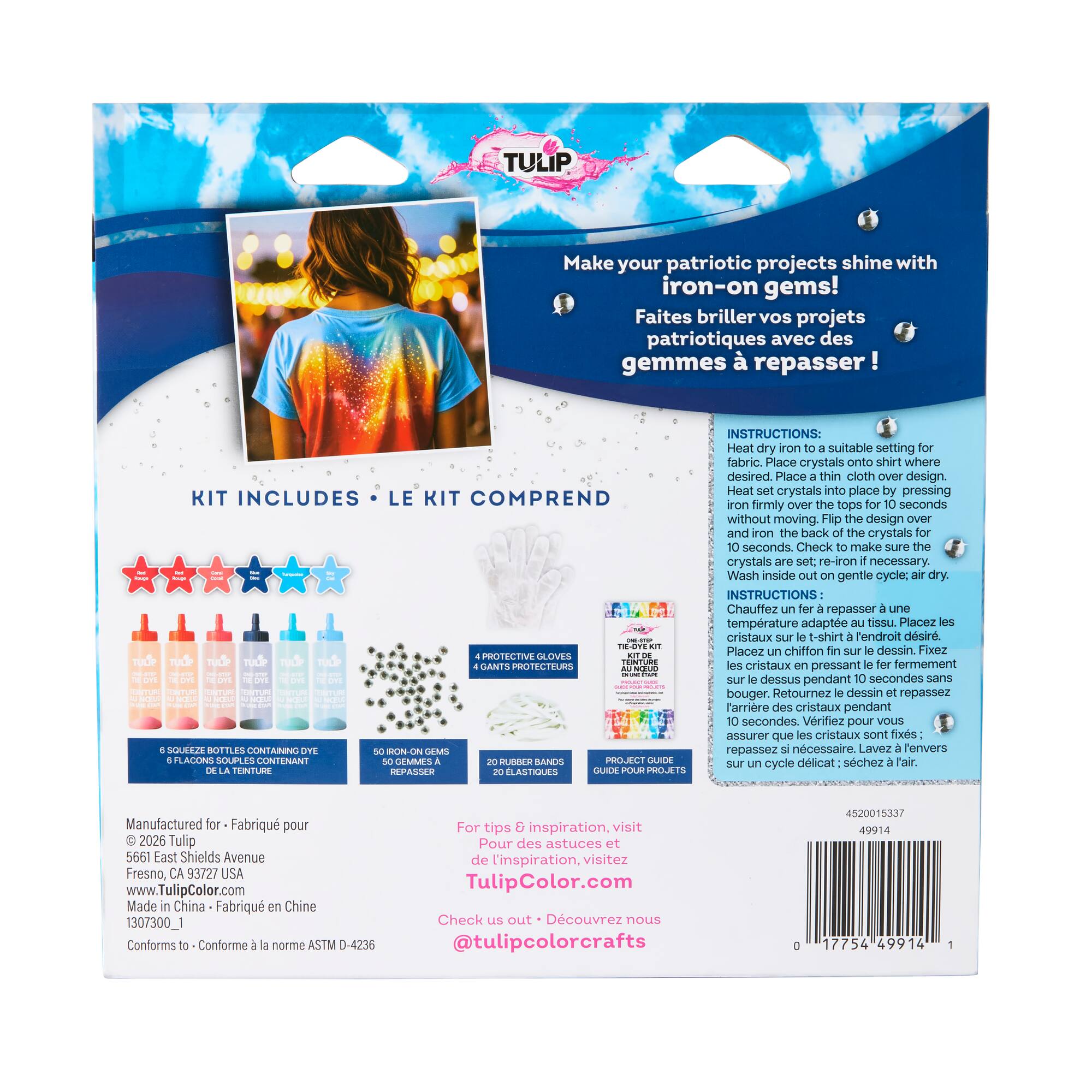 Tulip® Star Spangled Tie-Dye Iron-On Gems Kit
